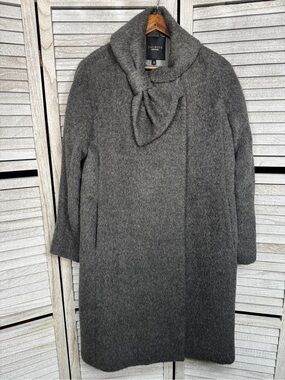 Talbots Wool Alpaca Boucle Coat Tie Neck Sz 10